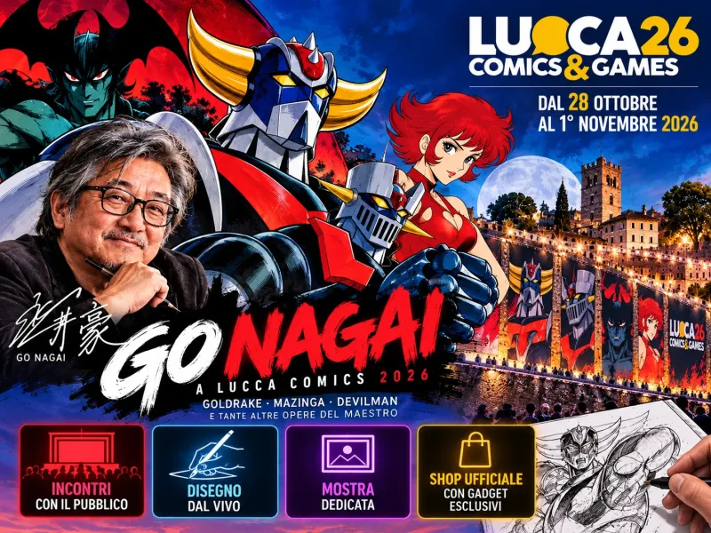Go Nagai a Lucca Comics 2026: Goldrake, Mazinga, mostra e incontri con il maestro