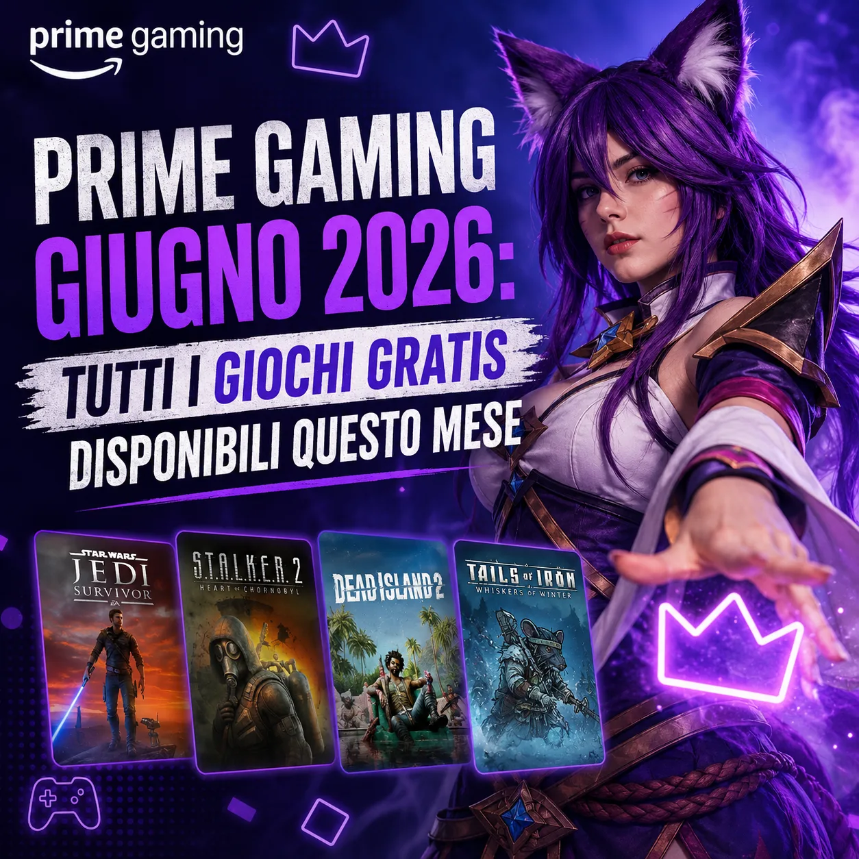 Prime Gaming giugno 2026: tutti i giochi gratis disponibili questo mese